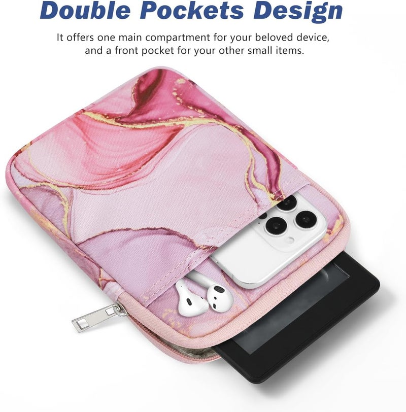 Dadanism 6-7 Inch Universal Padded Sleeve for 7" Colorsoft Signature Edition eReader 2024 and 6" eReader Book, Protective Sleeve Pouch Bag Carrying Case for Kobo E-Reader, Cloudy Pink - Image 4